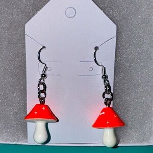 Orange handmade mushroom earrings!